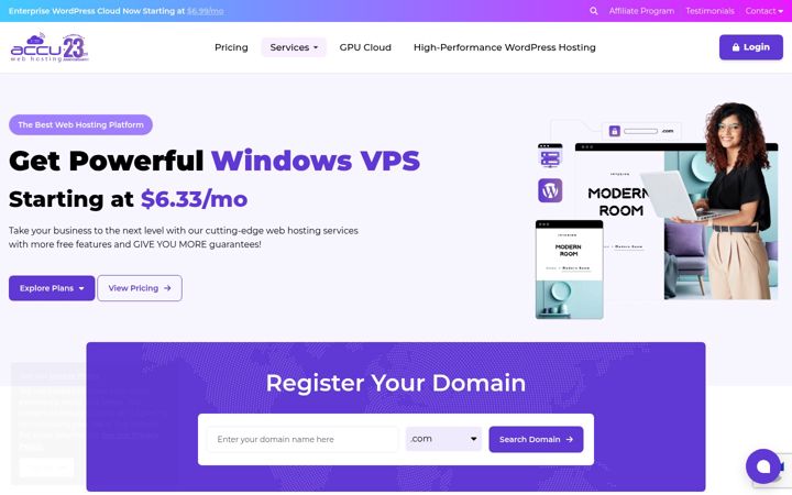 Snimka zaslona za accuwebhosting.com