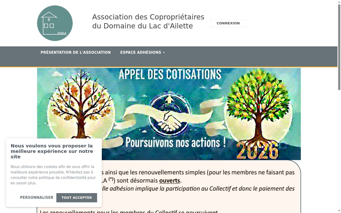 Capture d'écran de la bannière de consentement affichée avant toute interaction
