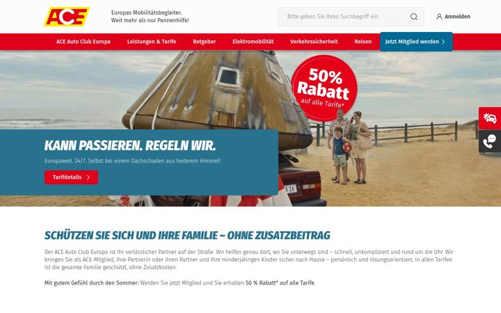 Screenshot of ace.de