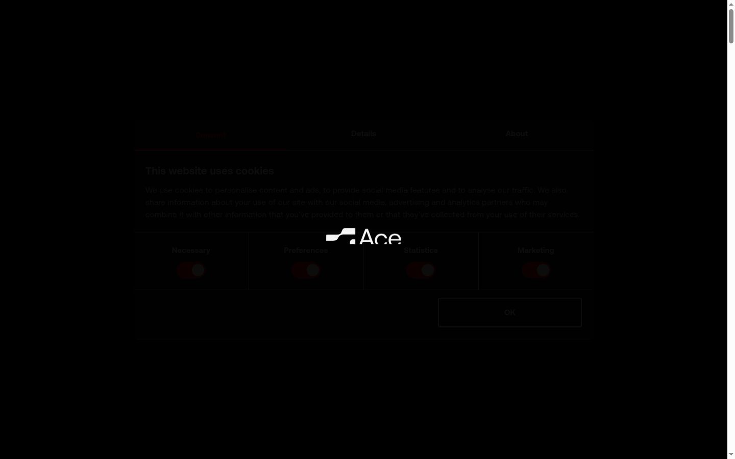 Captura de pantalla del banner de consentimiento mostrado antes de cualquier interacción