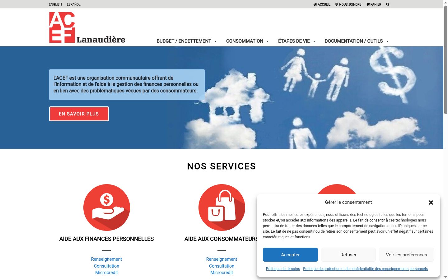 Skärmbild av samtyckesbannern som visades före någon interaktion