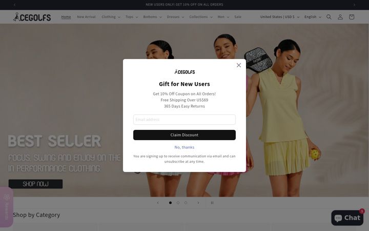 Screenshot of acegolfs.com
