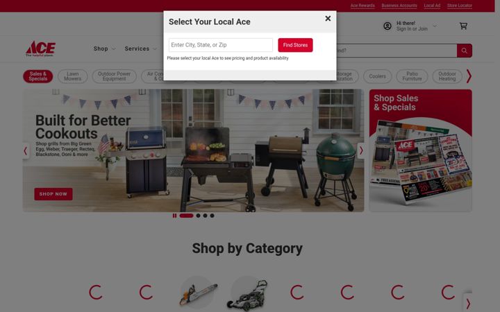 Skærmbillede af acehardware.com