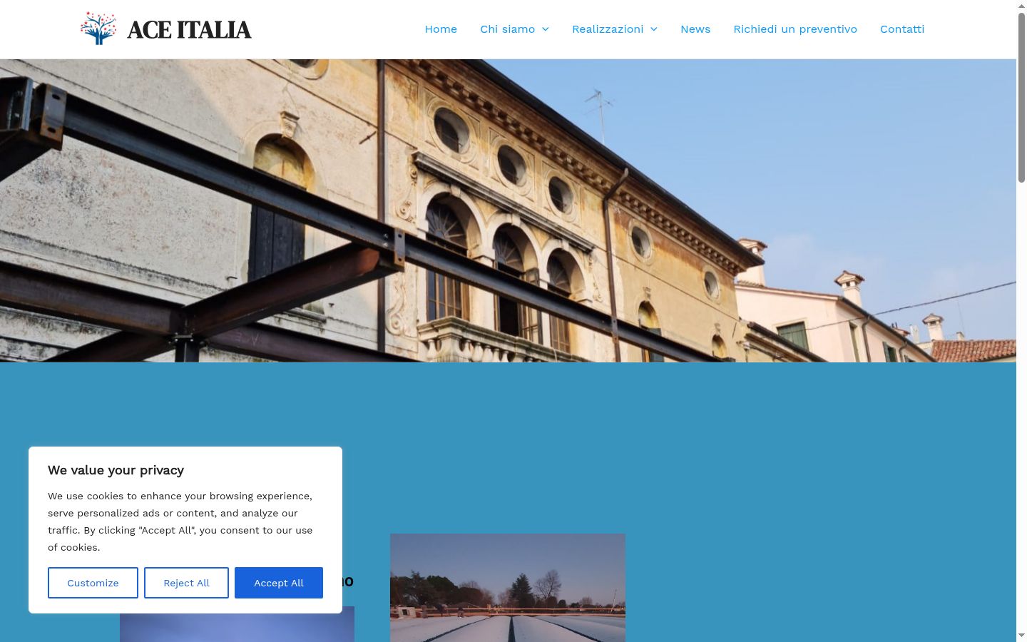 Screenshot del banner di consenso mostrato prima di qualsiasi interazione