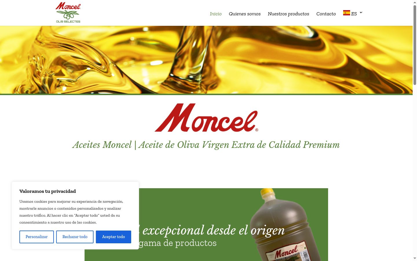 Captura de ecrã do banner de consentimento apresentado antes de qualquer interação