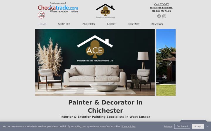 Captură de ecran a acepaintinganddecorating.co.uk