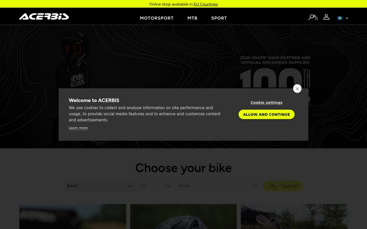 Screenshot of acerbis.com