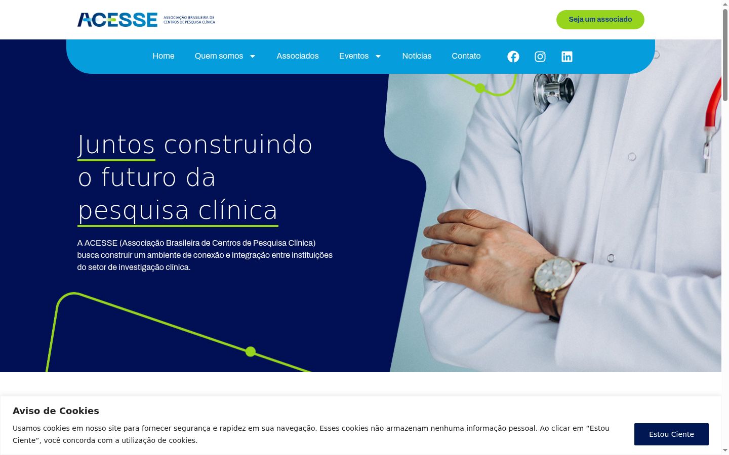 Captura de pantalla del banner de consentimiento mostrado antes de cualquier interacción