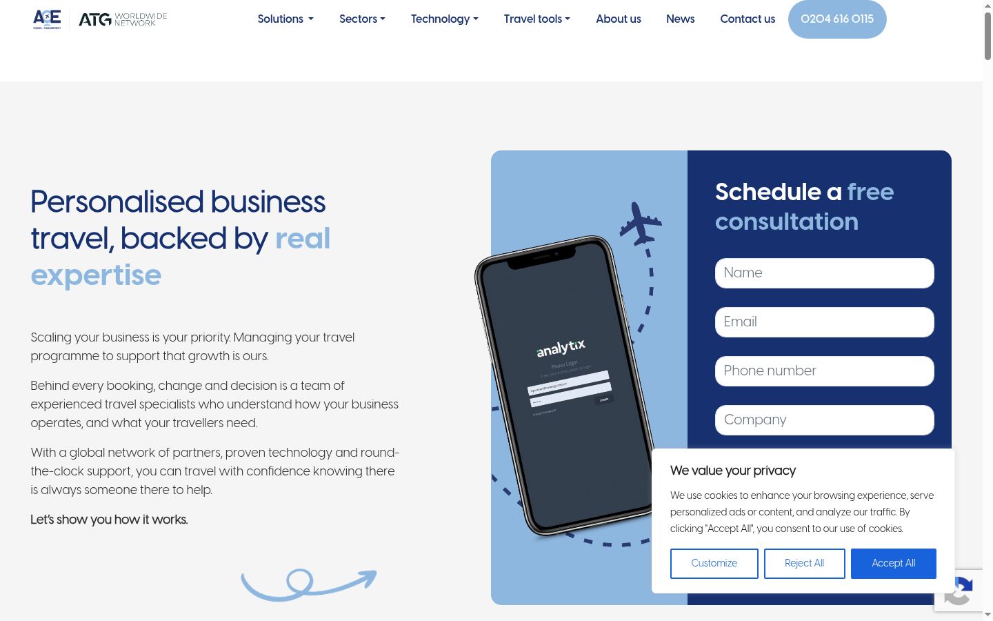 Screenshot of the consent banner shown before any interaction
