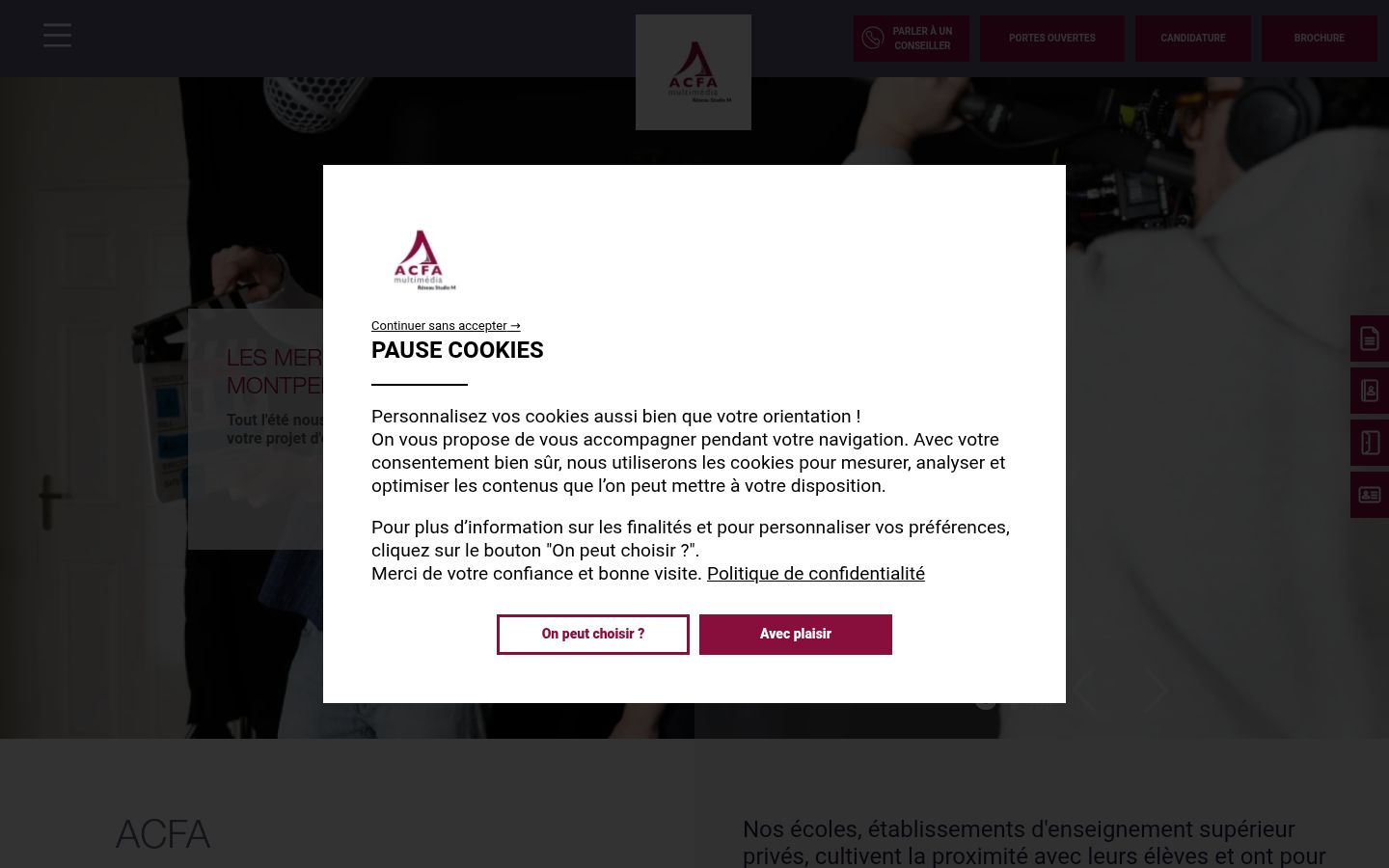 Screenshot des Einwilligungsbanners vor jeglicher Interaktion