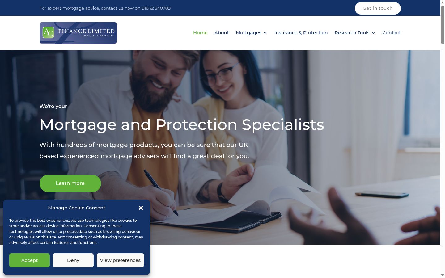Screenshot of the consent banner shown before any interaction