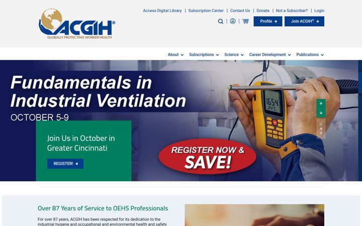 Screenshot of acgih.org