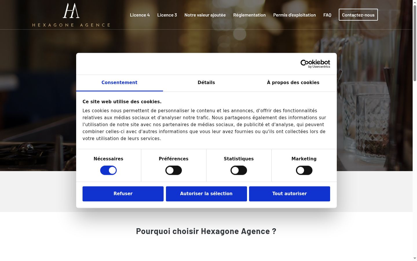 Screenshot of the consent banner shown before any interaction