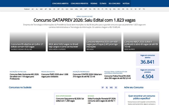 Screenshot of acheconcursos.com.br