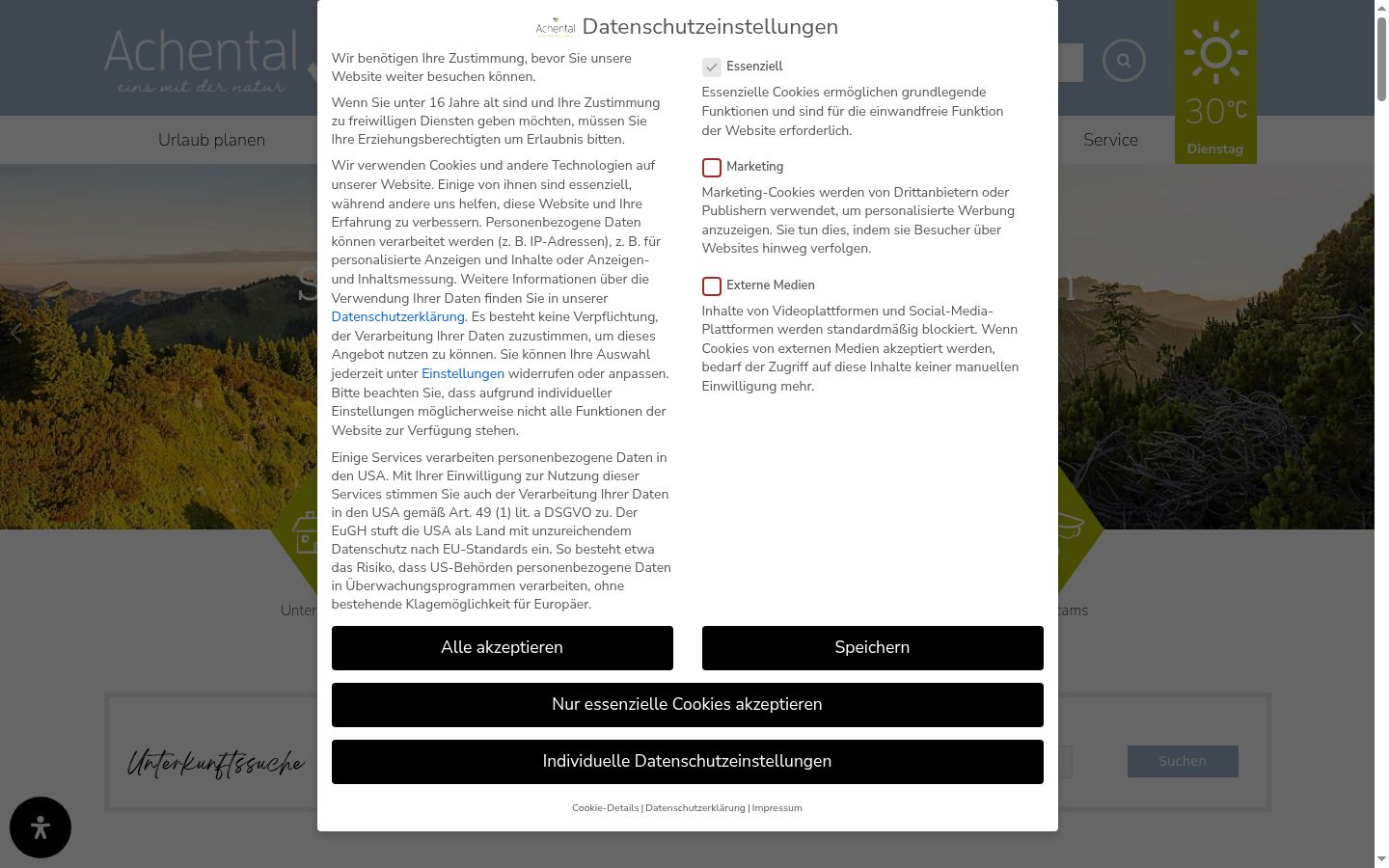 Capture d'écran de la bannière de consentement affichée avant toute interaction