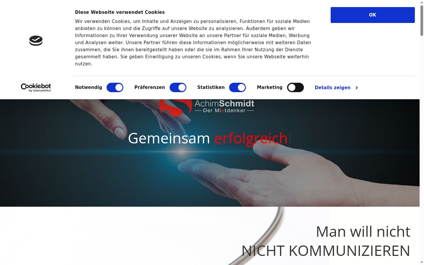 Screenshot of the consent banner shown before any interaction