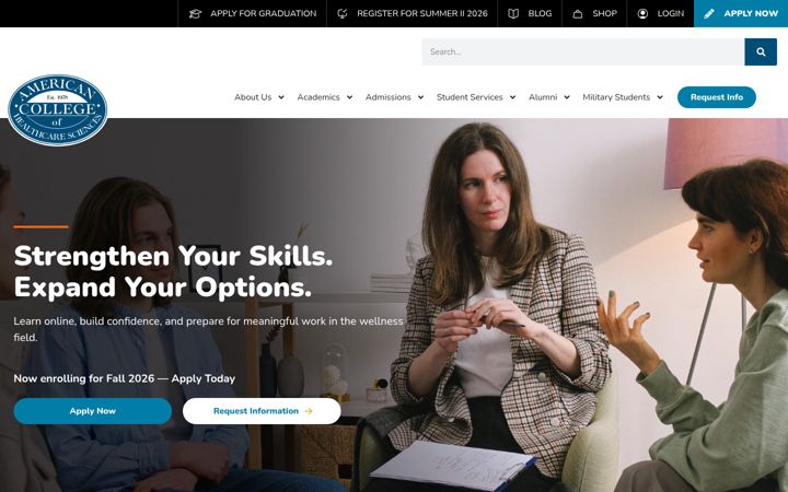 Screenshot of achs.edu