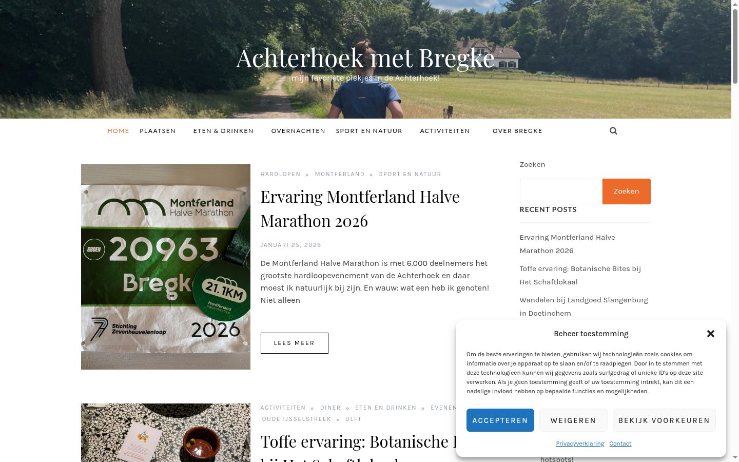 Screenshot van de toestemmingsbanner zoals getoond vóór enige interactie