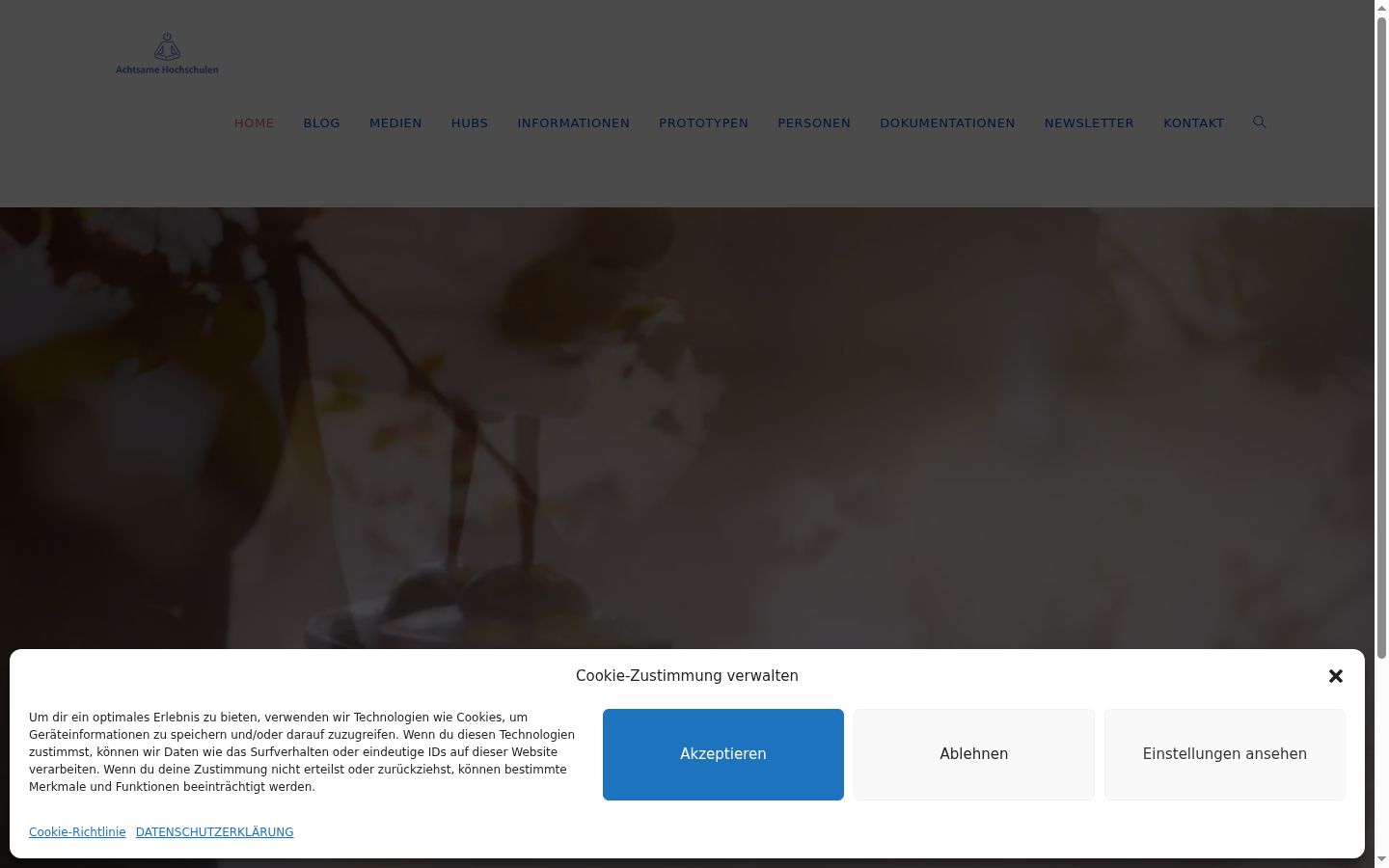 Screenshot des Einwilligungsbanners vor jeglicher Interaktion