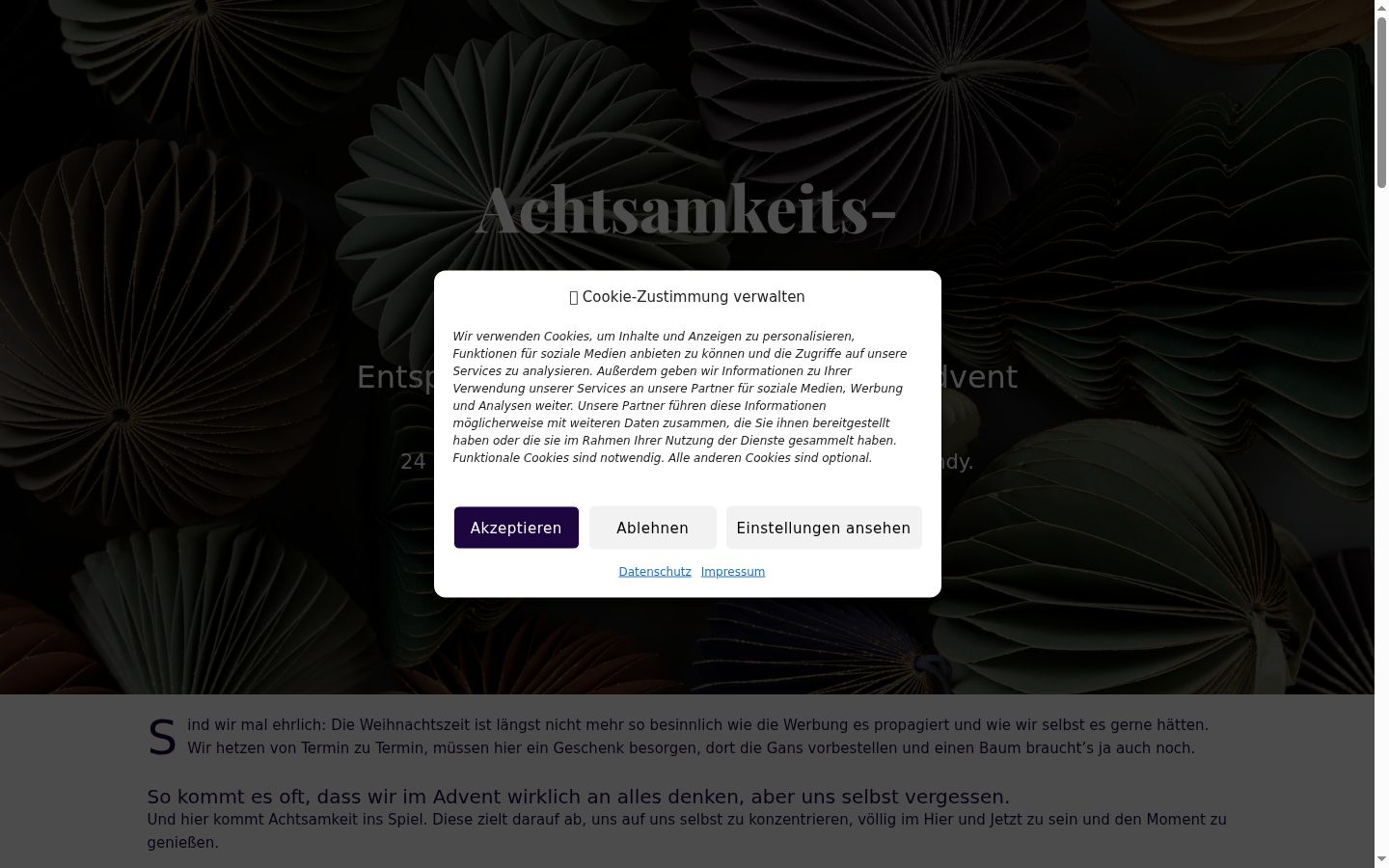 Screenshot del banner di consenso mostrato prima di qualsiasi interazione