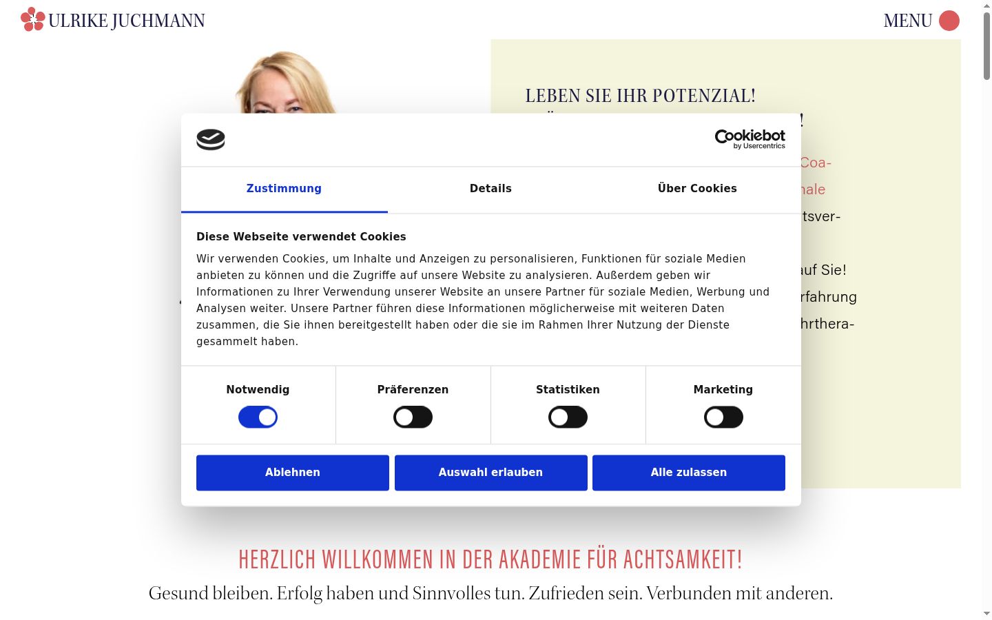 Screenshot tal-banner tal-kunsens muri qabel kwalunkwe interazzjoni