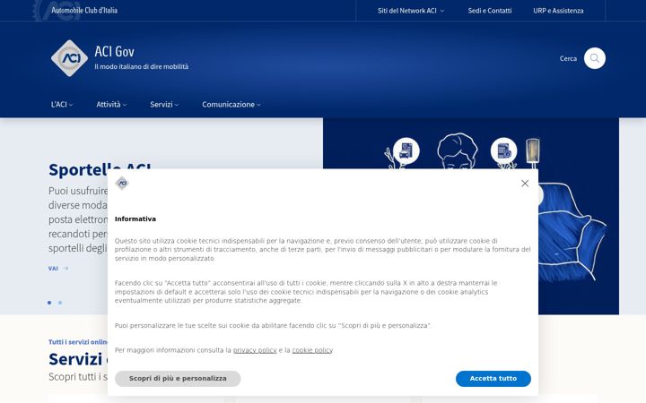 Screenshot of aci.gov.it