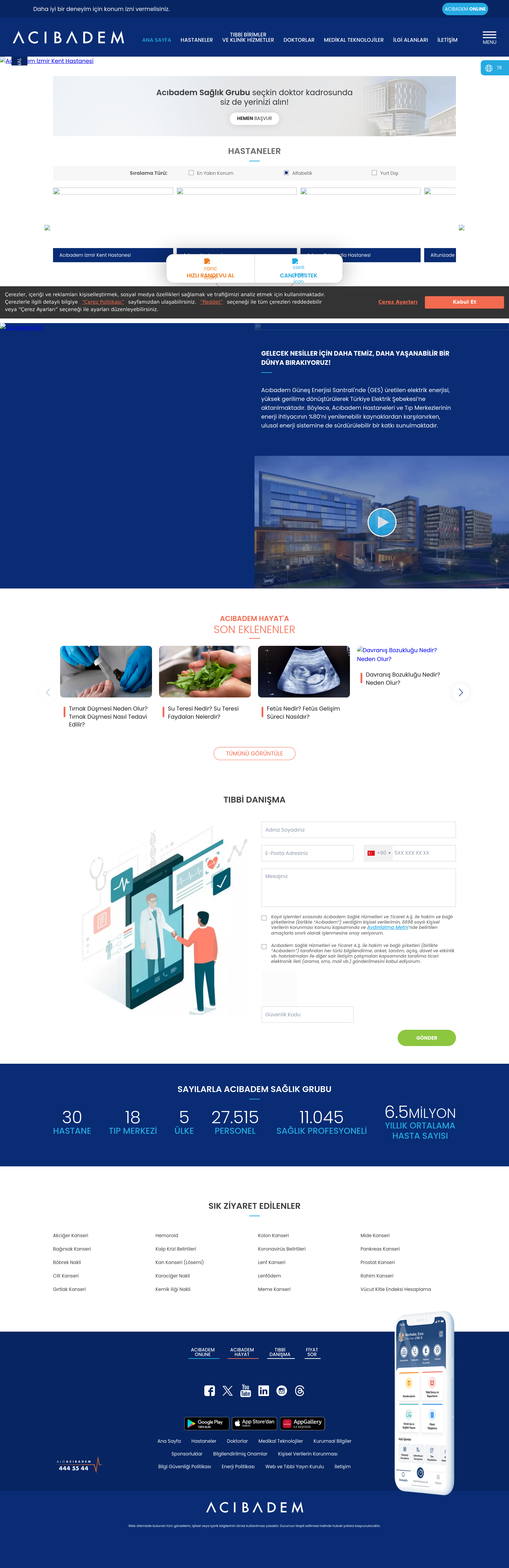 Screenshot of acibadem.com.tr
