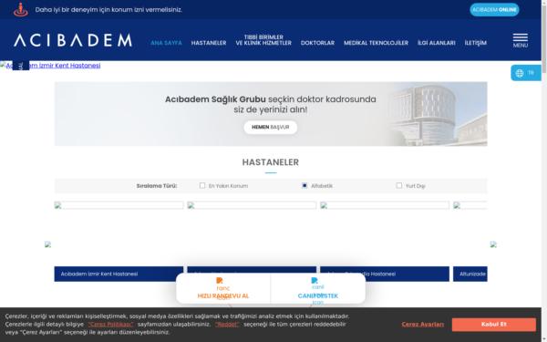 Screenshot of acibadem.com.tr