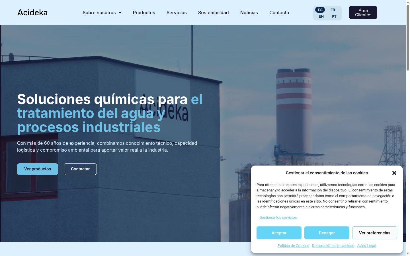 Captura de ecrã do banner de consentimento apresentado antes de qualquer interação