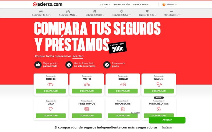 Captura de ecrã de acierto.com