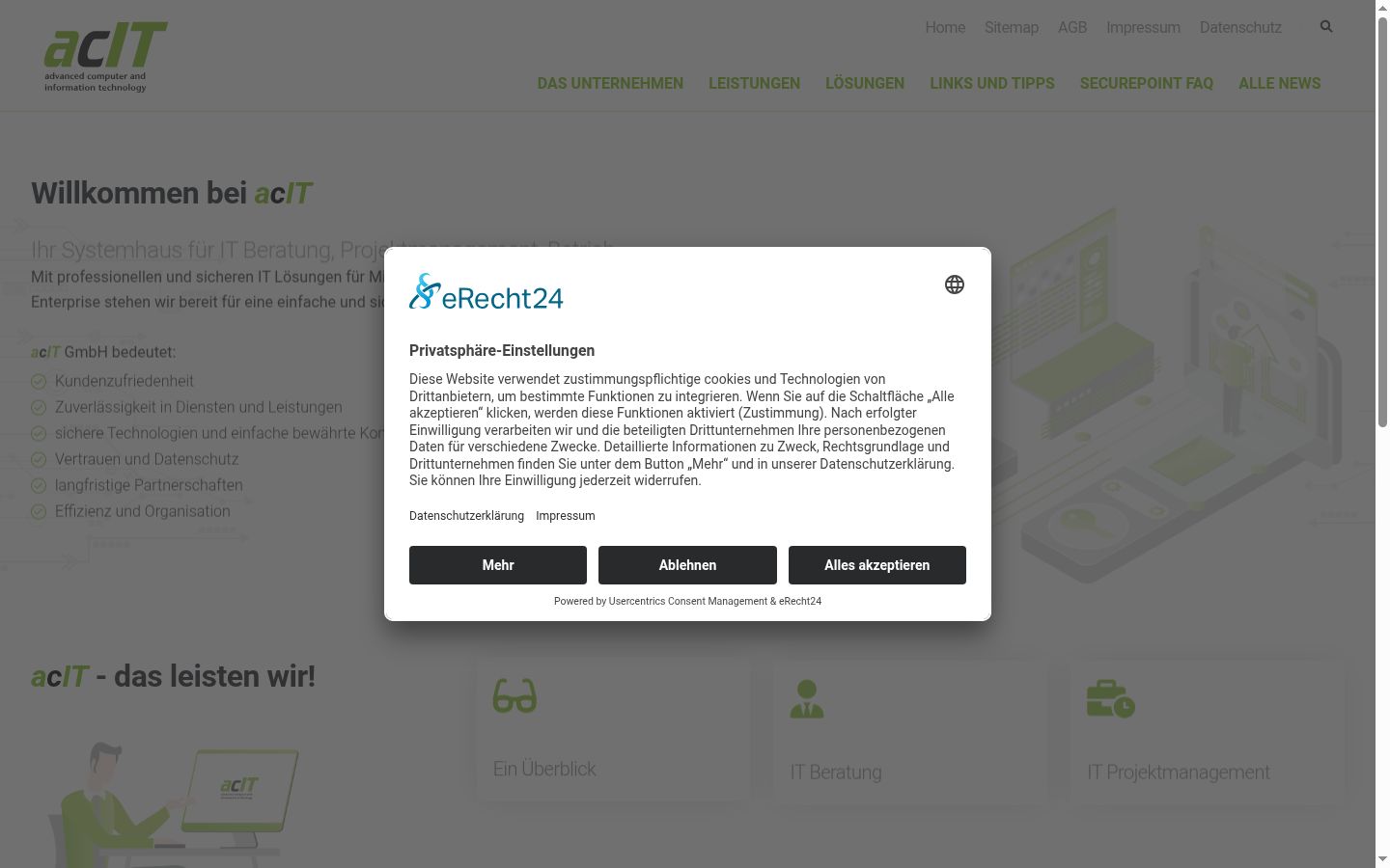 Screenshot of the consent banner shown before any interaction