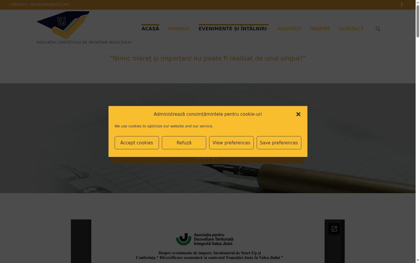 Screenshot del banner di consenso mostrato prima di qualsiasi interazione