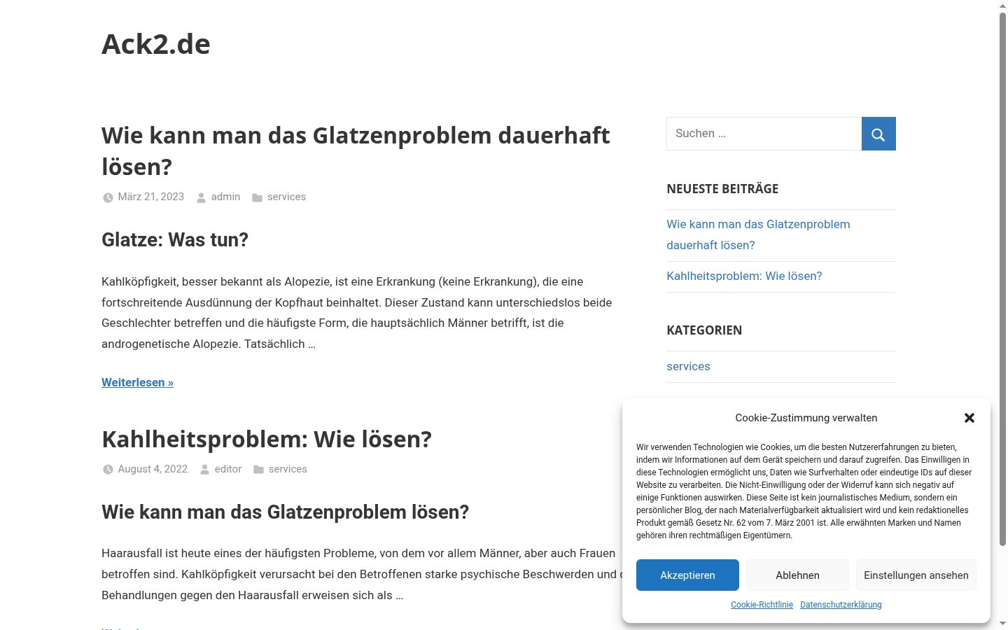 Screenshot del banner di consenso mostrato prima di qualsiasi interazione