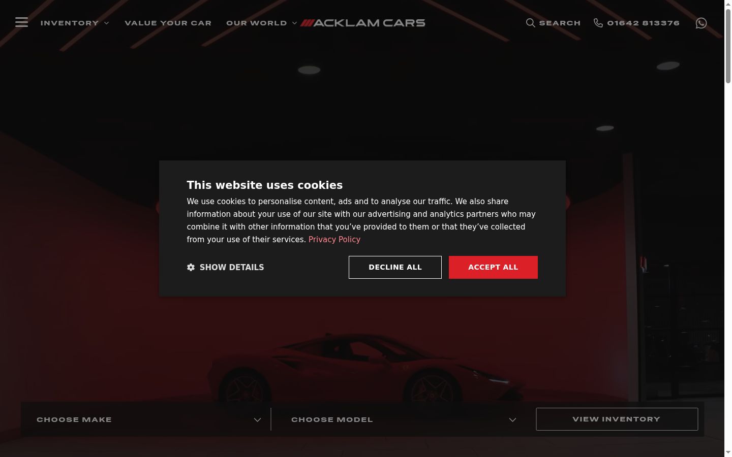 Screenshot of the consent banner shown before any interaction