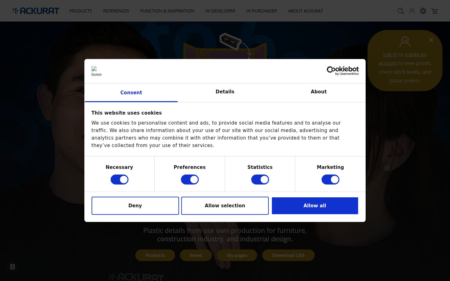 Screenshot of the consent banner shown before any interaction