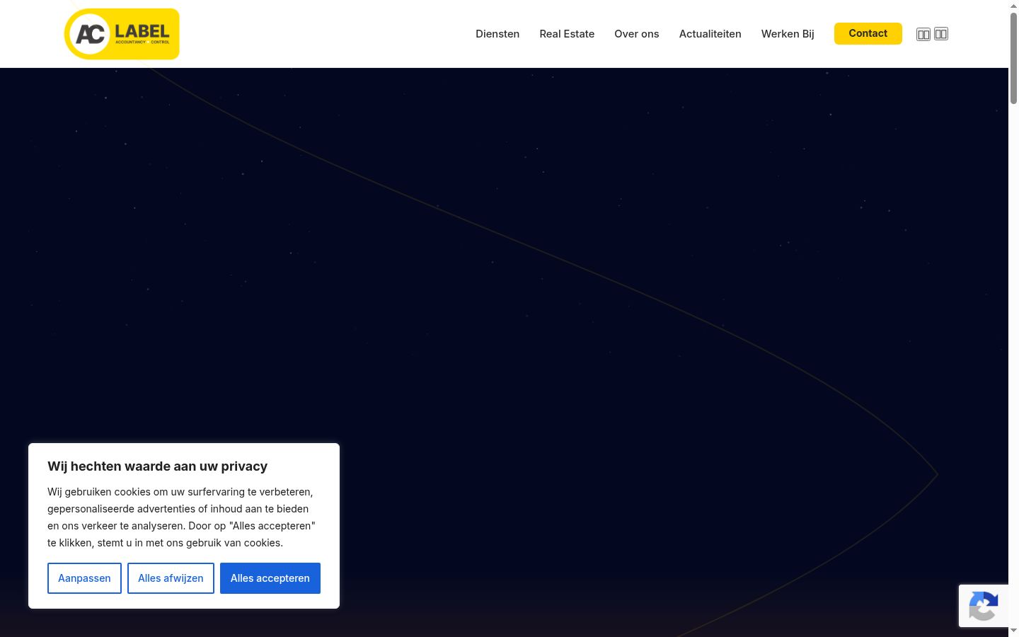 Captura de ecrã do banner de consentimento apresentado antes de qualquer interação