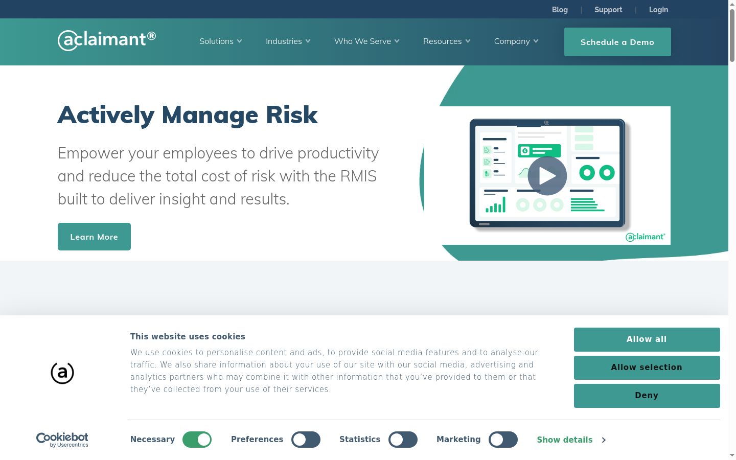 Screenshot of the consent banner shown before any interaction