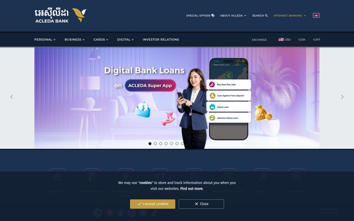 Screenshot of acledabank.com.kh