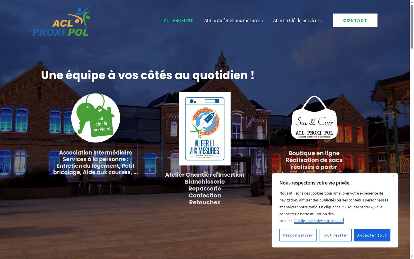 Capture d'écran de la bannière de consentement affichée avant toute interaction