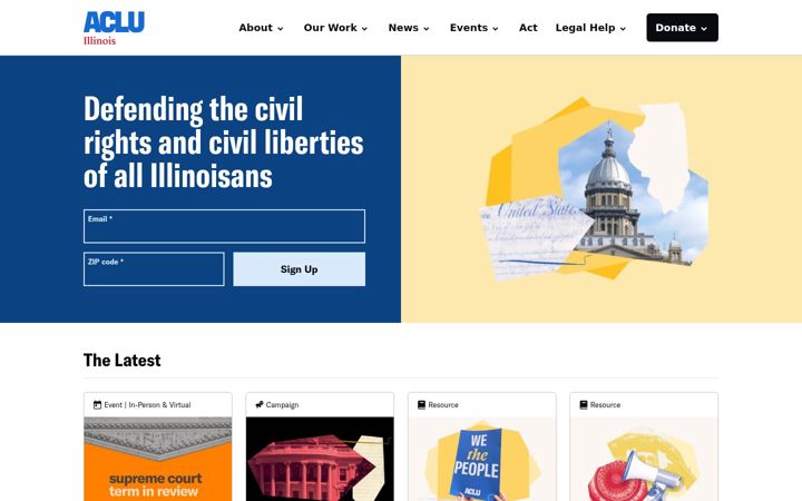 Screenshot of aclu-il.org