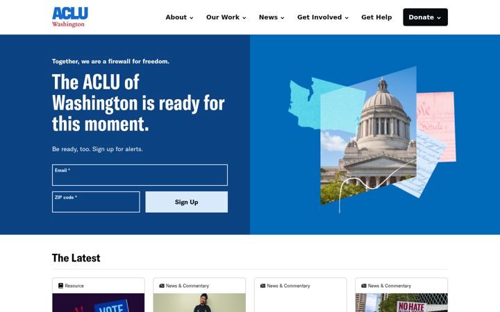 Screenshot of aclu-wa.org