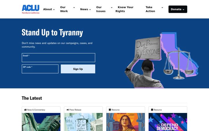 Screenshot of aclunc.org
