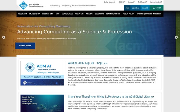 Snímek obrazovky acm.org