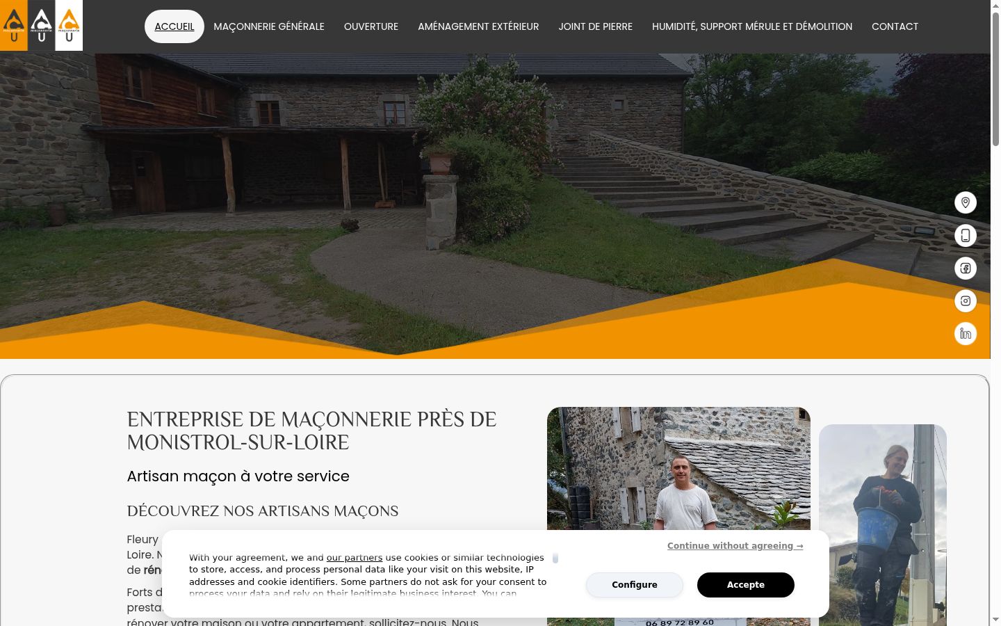 Screenshot del banner di consenso mostrato prima di qualsiasi interazione