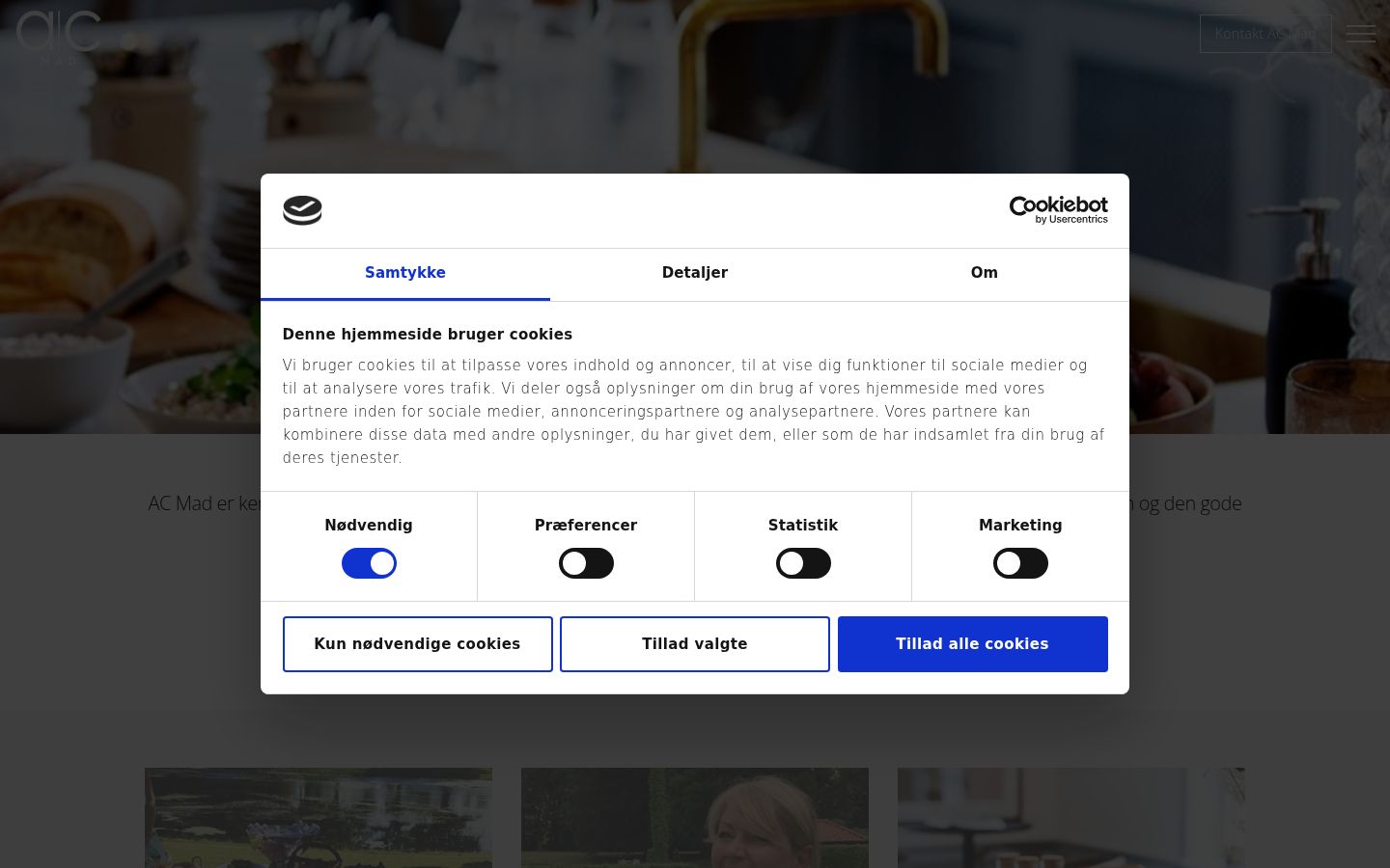Skärmbild av samtyckesbannern som visades före någon interaktion