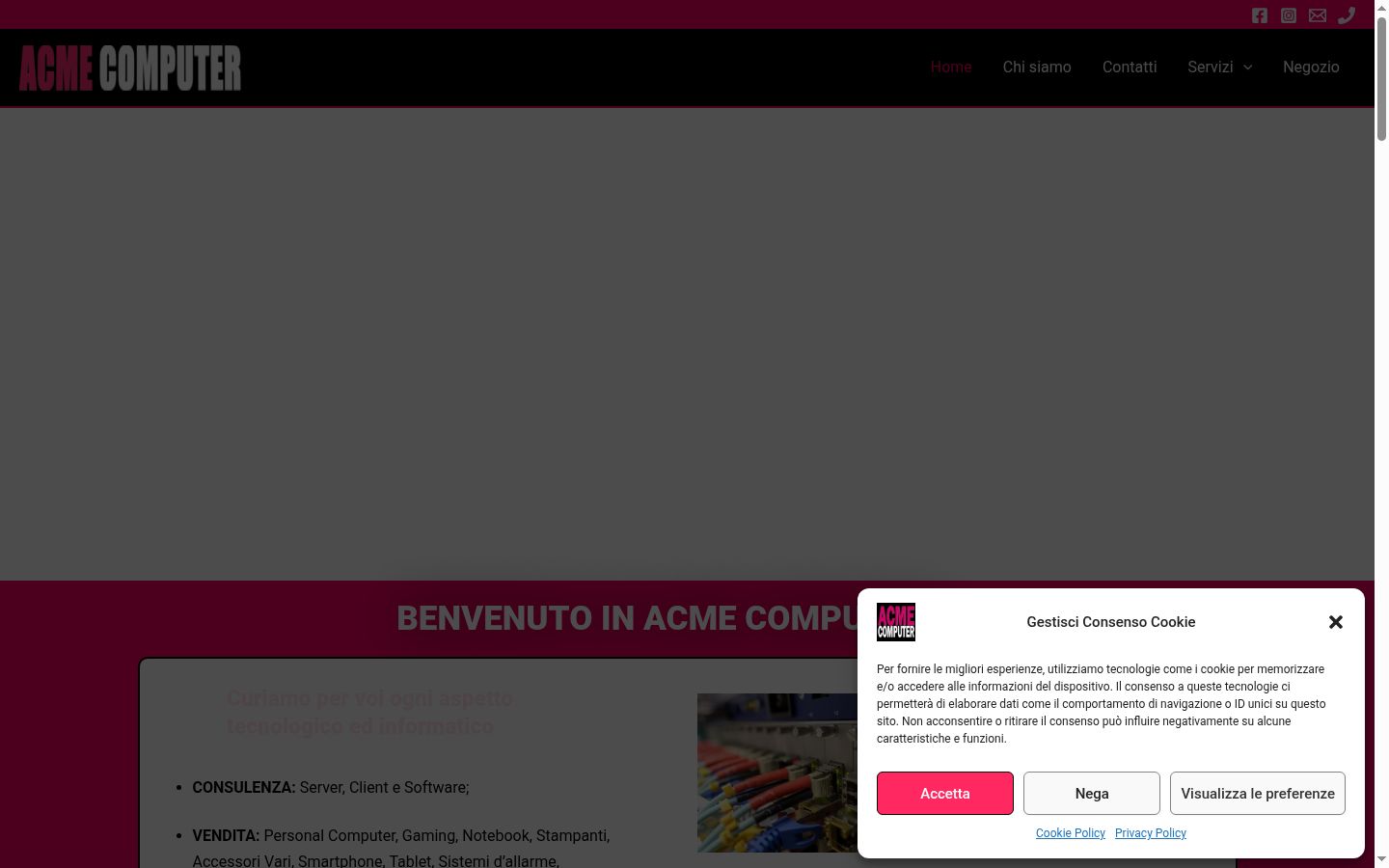 Capture d'écran de la bannière de consentement affichée avant toute interaction