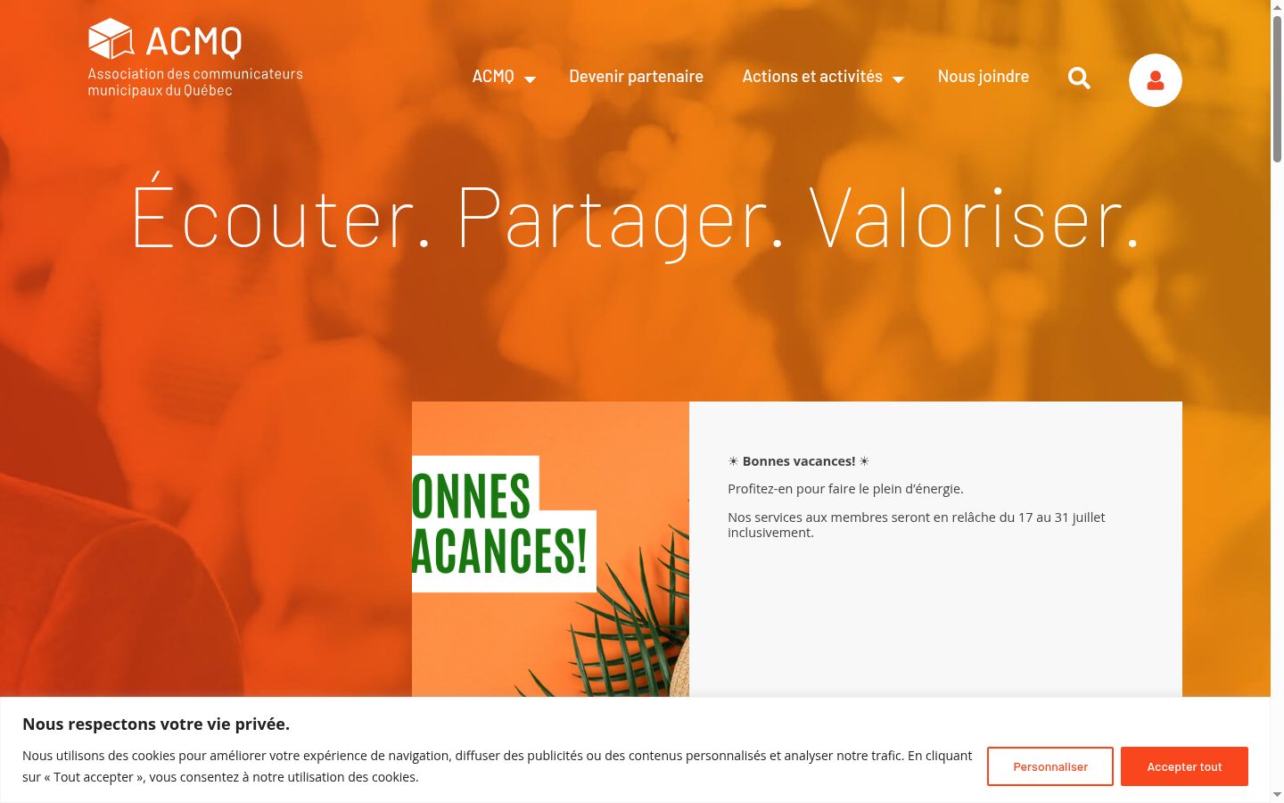 Screenshot del banner di consenso mostrato prima di qualsiasi interazione