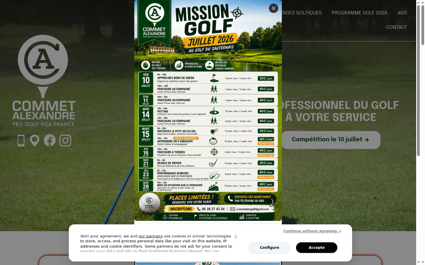 Screenshot of the consent banner shown before any interaction