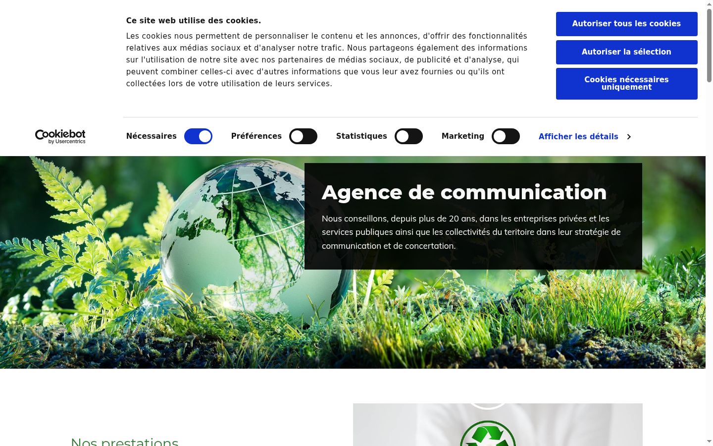 Screenshot del banner di consenso mostrato prima di qualsiasi interazione