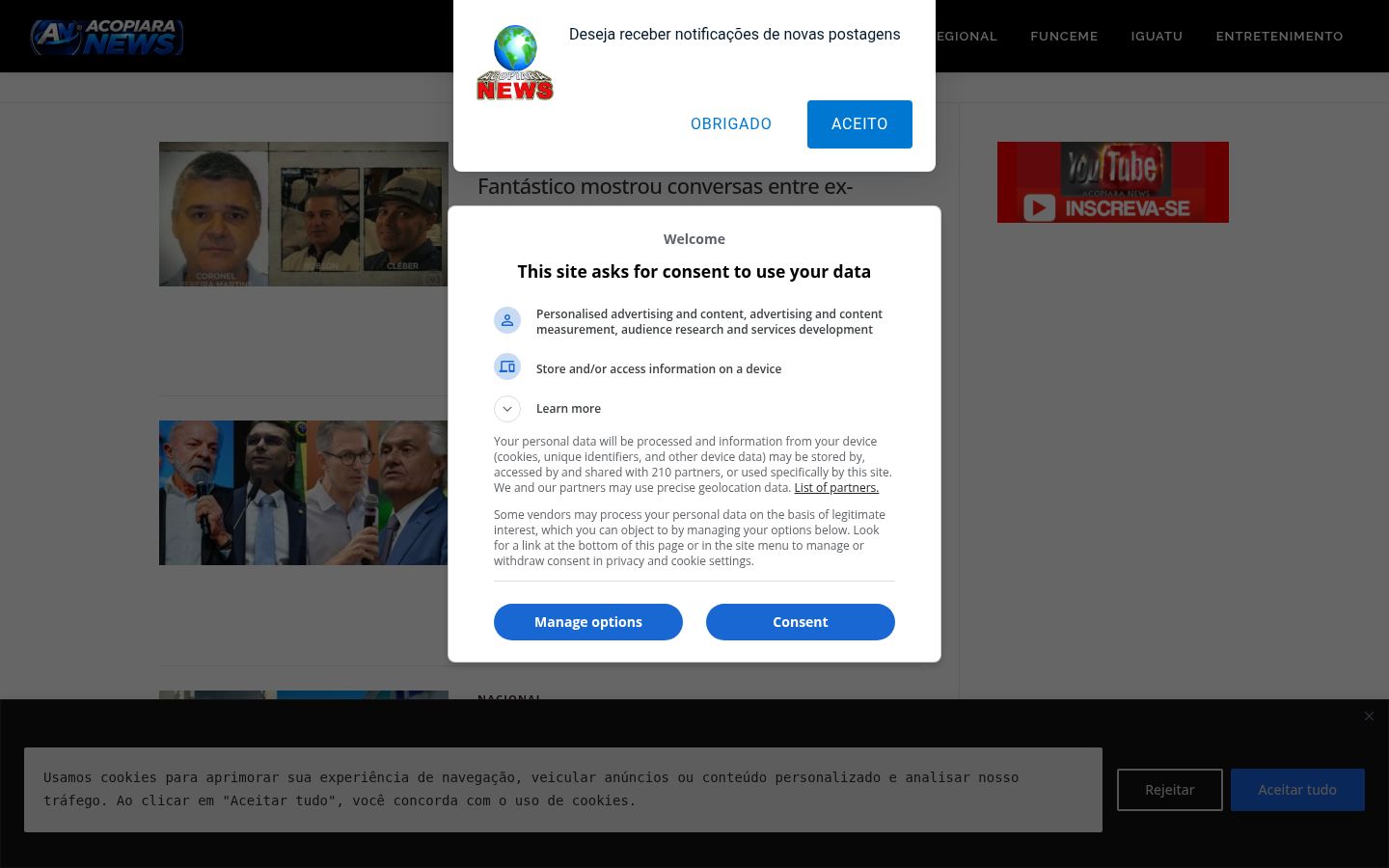 Snímka obrazovky banera súhlasu zobrazeného pred akoukoľvek interakciou